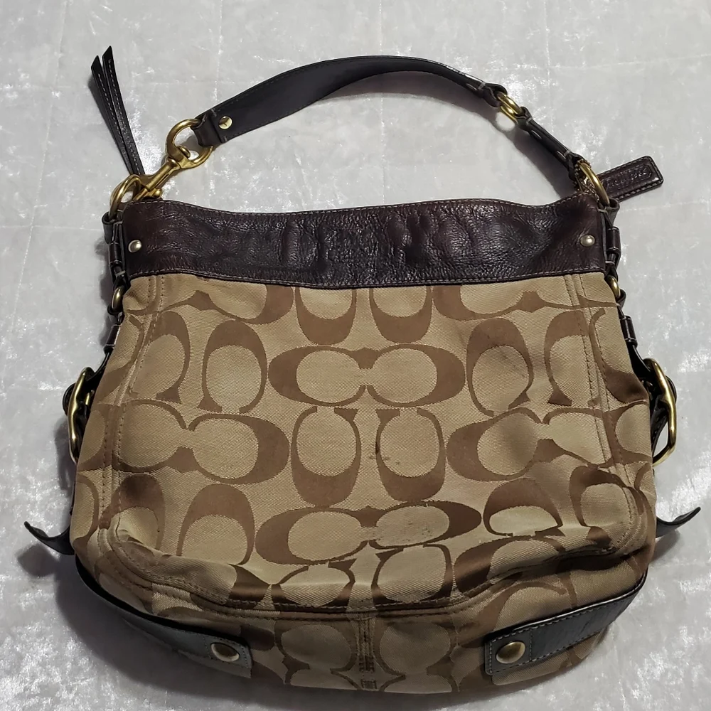 Coach Signature Brown Zoe Hobo Bag - Picture 7 of 13